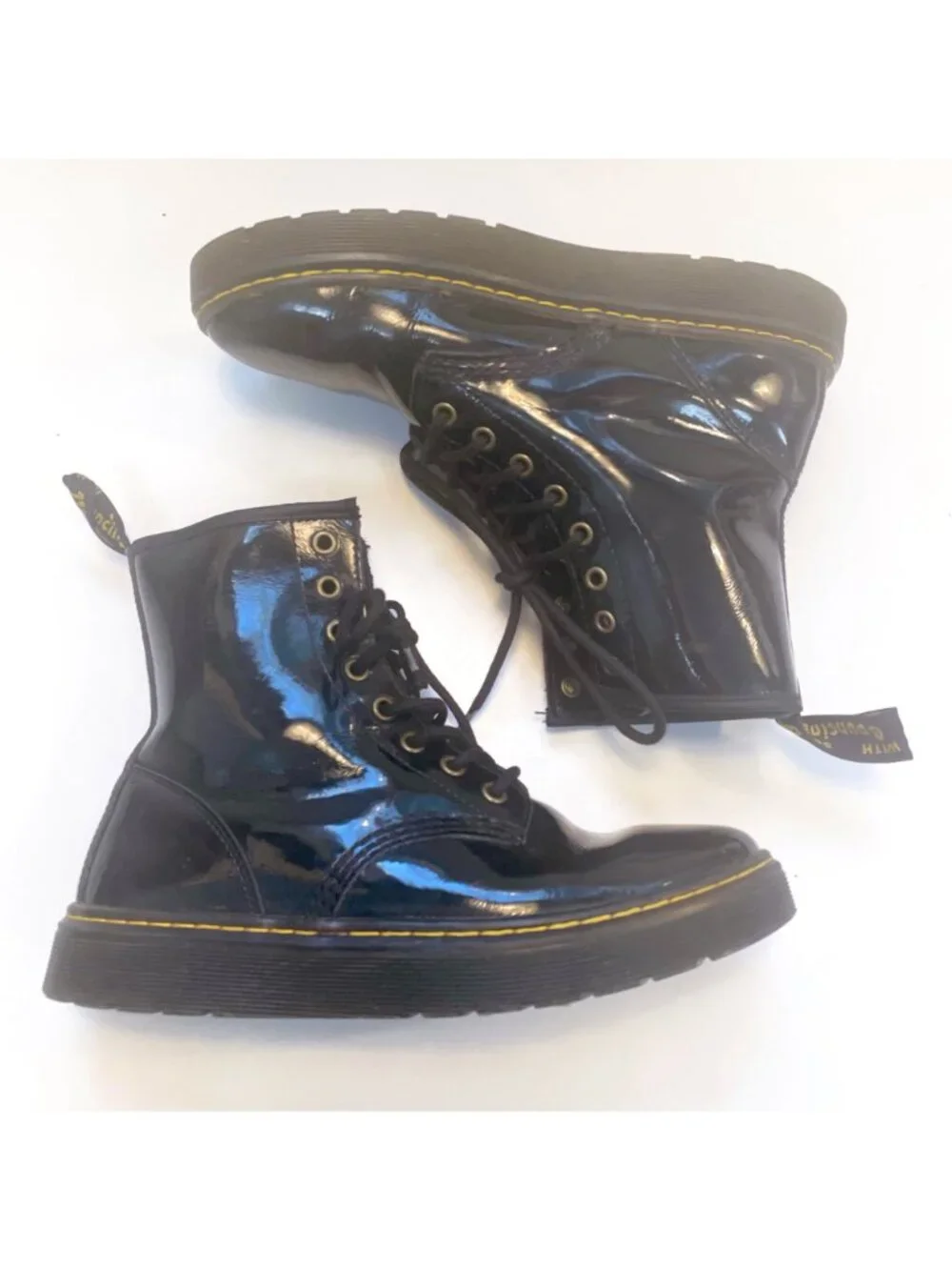 Dr. Martens Black Patent Zavala Combat Boots, Men's Size 7